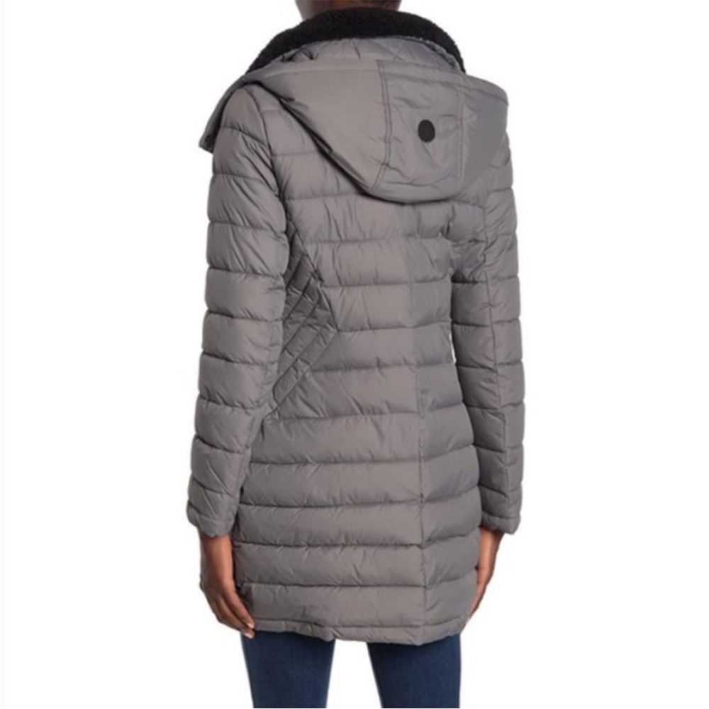 French Connection Grey Hooded Puffer Coat Size Small - Picture 2 of 6